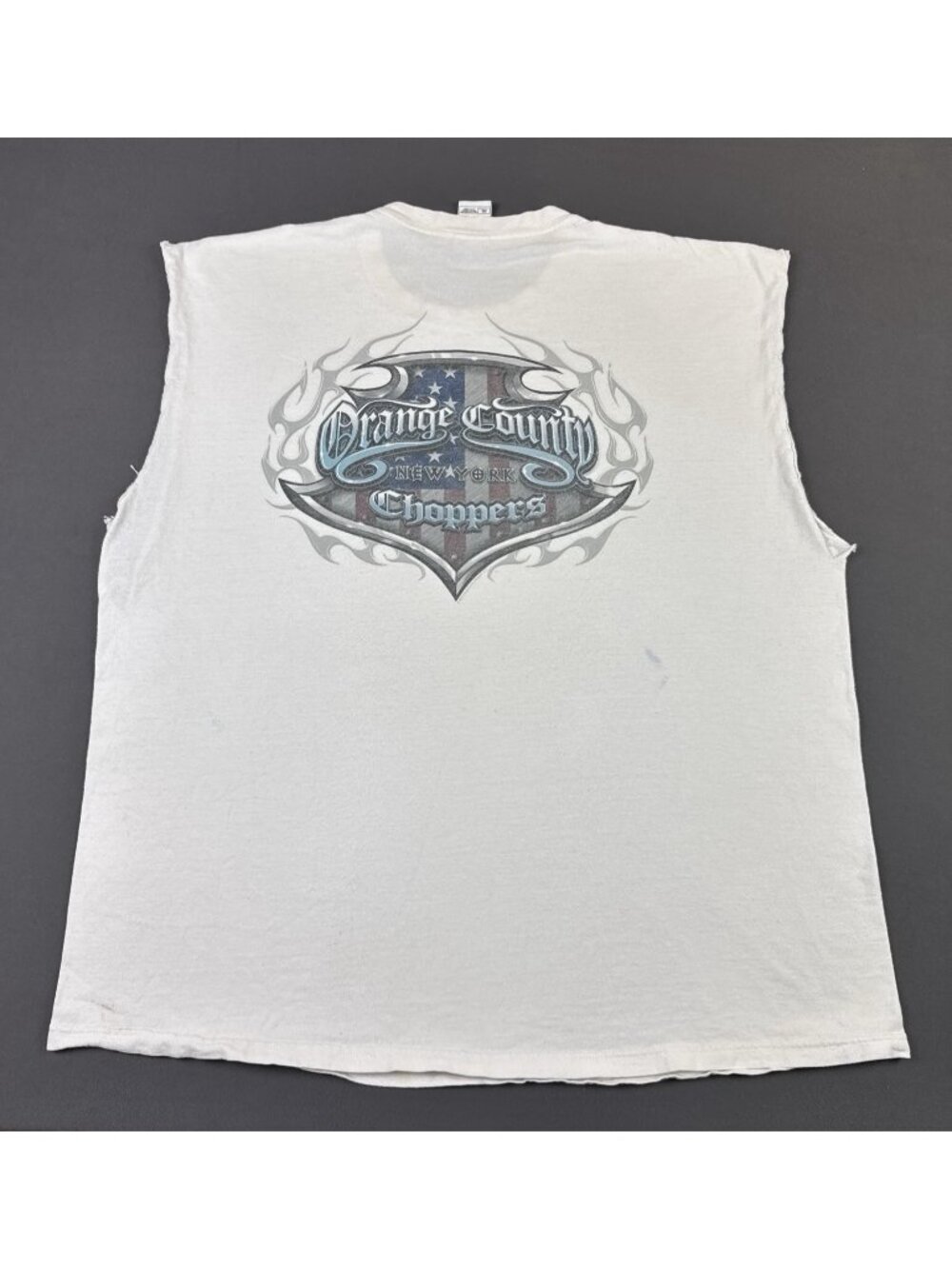 Vintage Y2K Orange County New York Choppers Bike Motorcycle Cross Flames USA 2XL